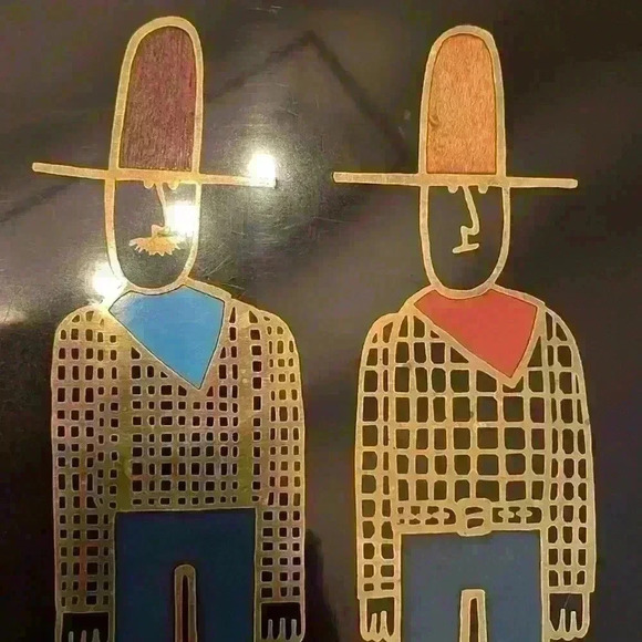 Vintage Couroc of Monterey tray with cowboys inlaid glass metal and wood. Rare🤠 - Picture 5 of 6